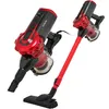 Two red and black Bomann vacuum cleaners are shown against a white background. One is a close-up of the handheld unit, and the other is a full view of the stick vacuum. Produktbild-Vorschau