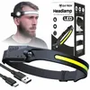 A man wearing a headlamp, with the product packaging and the headlamp itself shown in detail. Náhled obrázku produktu