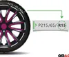 4x Radkappen 15 zoll Matt Schwarz & Lila Produktbild-Vorschau 7