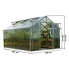 A greenhouse with plants inside, showing dimensions. Produktbild-Vorschau