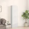 A tall, white wardrobe stands against a white wall in a room with a sofa and a plant. Produktbild-Vorschau