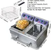 A dual-tank deep fryer with dimensions and capacity specifications shown. Produktbild-Vorschau
