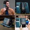 Collage of a man using a phone case, close-ups of the phone case with cards and cash, and a person paying with a credit card using the phone case. Produktbild-Vorschau
