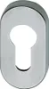 A close-up, studio shot of a silver-colored keyhole escutcheon plate. Produktbild-Vorschau