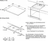 Diagrams and text illustrating installation dimensions and requirements for a cooktop. Anteprima dell’immagine prodotto