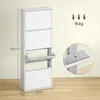 A white shoe cabinet with dimensions and weight capacity indicated. Produktbild-Vorschau