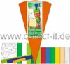 A craft kit for making a school cone, featuring a dinosaur theme. Produktbild-Vorschau