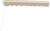 A beige awning with a white frame and crank mechanism is shown against a white background. Anteprima dell’immagine prodotto