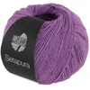 A ball of purple yarn with a black label. Produktbild-Vorschau