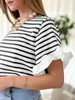 Gestreiftes Damen-T-Shirt, Rüschenärmel, Produktbild-Vorschau 4