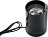 A black electric coffee grinder shown from a slightly elevated side angle against a white background. Podgląd zdjęcia produktu