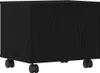 A black wooden cabinet with wheels. Anteprima dell’immagine prodotto