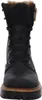 A close-up, front-facing view of a black lace-up boot with a fur lining. Anteprima dell’immagine prodotto