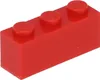 A single red LEGO brick with three studs on top, shown from a slightly elevated side angle. Produktbild-Vorschau