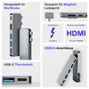 Collage of images showcasing a USB-C hub and its features. Produktbild-Vorschau