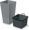 A gray planter and a gray insert are shown against a white background. Voir les images du produit