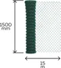 A roll of green chain-link fence with dimensions indicated. Produktbild-Vorschau