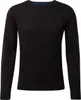 A black long-sleeved sweater with a crew neck and a small logo on the chest. Produktbild-Vorschau
