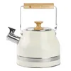 A cream-colored kettle with a wooden handle and lid, shown from the front. Náhled obrázku produktu