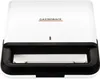 A close-up front view of a white sandwich maker with black accents. Podgląd zdjęcia produktu