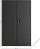 A black metal filing cabinet with two doors and a central lock. Produktbild-Vorschau