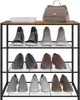 A shoe rack with various shoes and a handbag on top. Produktbild-Vorschau