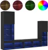 A modern black TV cabinet with integrated blue LED lighting. Produktbild-Vorschau