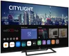 A smart TV displaying its user interface with various app icons and features. Produktbild-Vorschau
