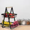 Corbeille à fruits à deux étages métal bois Voir les images du produit 13