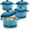 com-four® 4x Auflaufform mit Deckel aus Keramik - Produktbild-Vorschau 1