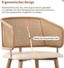 Close-up of a chair's backrest and seat, with text highlighting ergonomic design. Produktbild-Vorschau