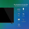 A television screen is shown on the left, and on the right, icons representing various ports and connections are displayed with German text labels. Produktbild-Vorschau