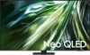 A Samsung Neo QLED smart TV displaying a green and white abstract image. Produktbild-Vorschau