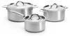Three stainless steel pots with lids are arranged on a white background. Náhled obrázku produktu