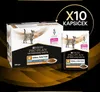 A product shot of Purina Pro Plan Veterinary Diets cat food, with a box and a single pouch shown, against a dark, abstract background with gold accents. Text overlays indicate quantity and product details. Produktbild-Vorschau