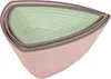 A stack of triangular bowls in pink and green. Produktbild-Vorschau