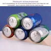 Several cans of soda are stacked in a light brown holder against a blue background. Produktbild-Vorschau