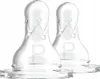 Two clear baby bottle nipples are shown against a white background. Podgląd zdjęcia produktu