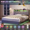 ProximaX Doppelbett 160x200 cm Leinen mit LED, USB-C und Produktbild-Vorschau 9