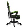 A side view of a gaming chair with a pixelated green and black design. Produktbild-Vorschau