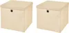 Two cream-colored collapsible storage boxes with lids are shown from the front. Produktbild-Vorschau