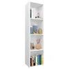 A tall, narrow white bookshelf filled with books and decorative items. Náhled obrázku produktu