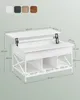 A white lift-top coffee table with visible dimensions displayed, shown alongside swatches of other available colors. Náhled obrázku produktu