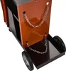 A close-up view of the lower section of a welding cart, showing chains attached to hold gas cylinders. Produktbild-Vorschau