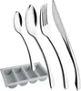 A set of cutlery (fork, two spoons, and a knife) is displayed in a grey organizer tray against a white background. Produktbild-Vorschau