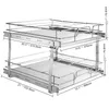 A two-tier sliding cabinet organizer with dimensions labeled. Anteprima dell’immagine prodotto