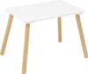 A white children's table with four wooden legs, shown from a slightly elevated front-left angle against a white background. Náhled obrázku produktu
