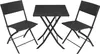A black rattan table and two chairs set. Voir les images du produit