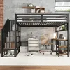 A loft bed with a desk and storage underneath, set up in a room with a concrete wall. Anteprima dell’immagine prodotto