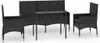 vidaXL 4-tlg. Garten-Lounge-Set mit Kissen Schwarz Poly Produktbild-Vorschau 1